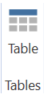 The Tables Ribbon contains a flat design table icon with the text Tables.  